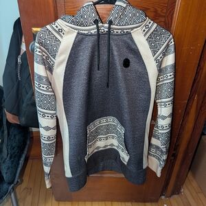 Hooey Gray and Cream Geometric Sweater